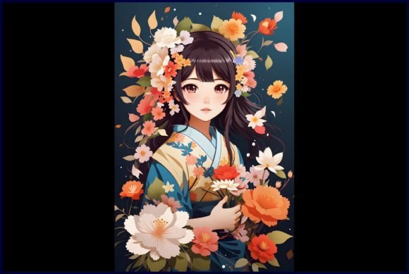 Download Japanese Cute Anime with Flowers - Japanese cute Collection